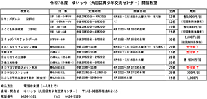 開催教室のお知らせ